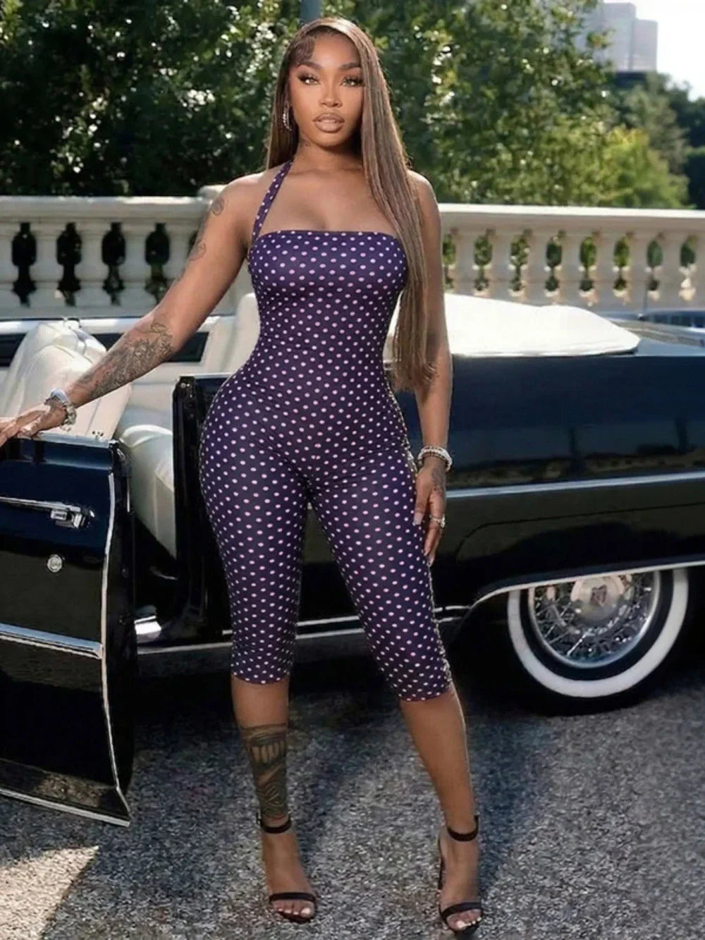 Polka Dot Halter Jumpsuit