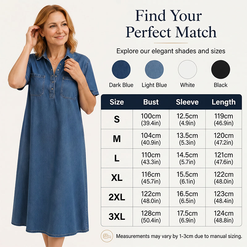 👗Casual Pocket Denim Midi Shirt Dress – Soft denim & relaxed fit – Functional pockets, perfect for everyday casual – comfortable and versatile ✨🌸