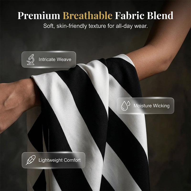 Women's Asymmetrical Stripe Top & Wide-Leg Pants Set